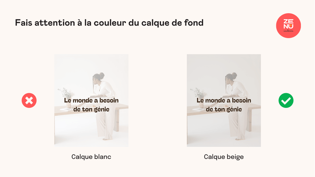 Comparaison d'images transparentes sur fond blanc et beige
