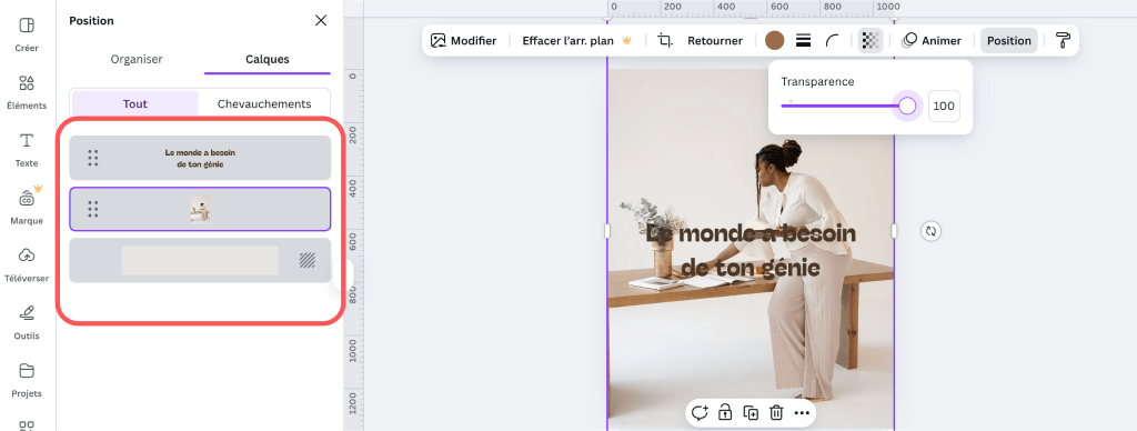 Comment obtenir des images transparentes harmonieuses dans Canva