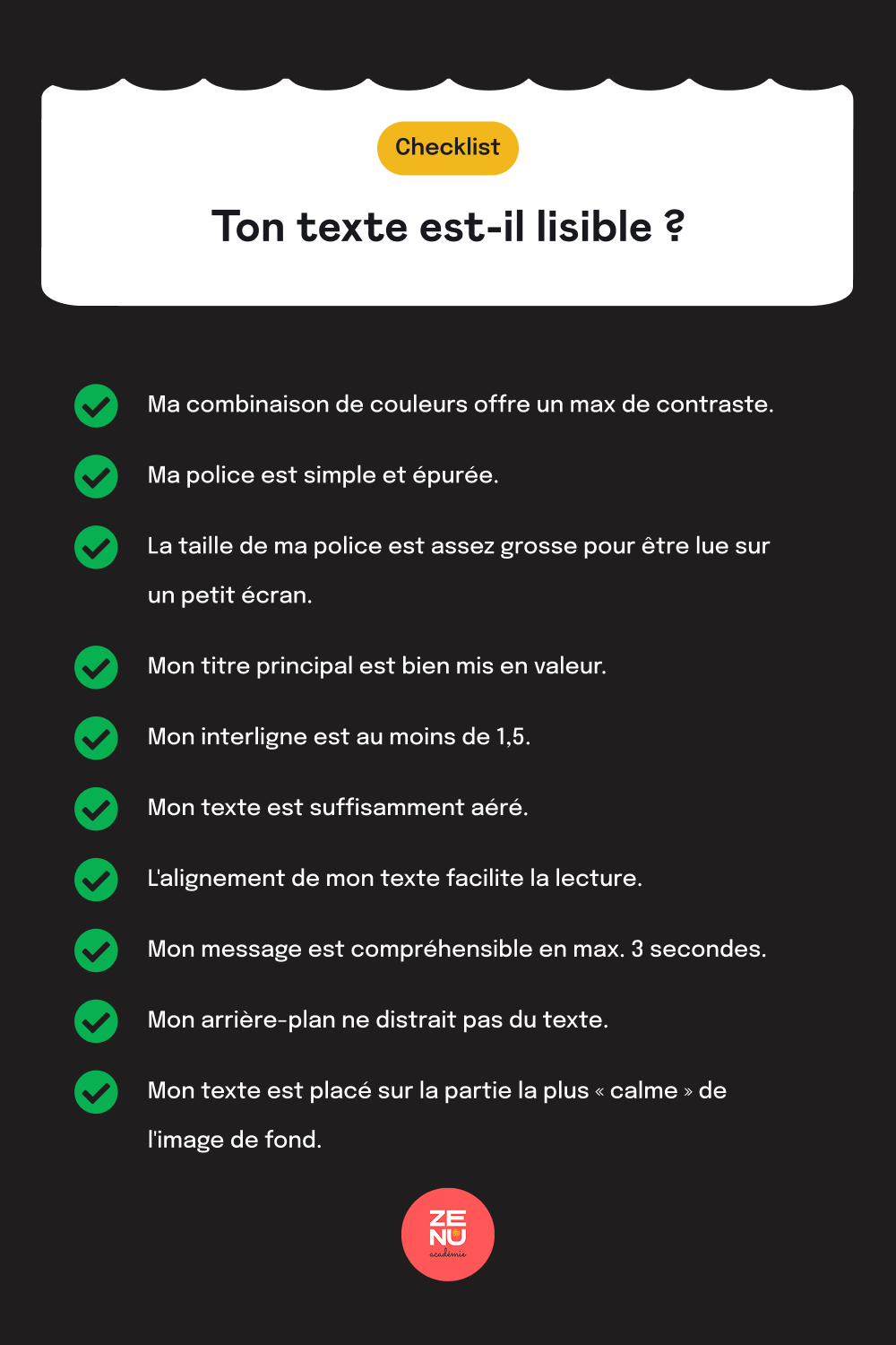 Checklist pour améliorer la lisibilité de son texte sur les visuels