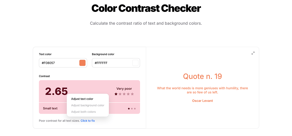 Comment améliorer le contraste en clic sur Coolors