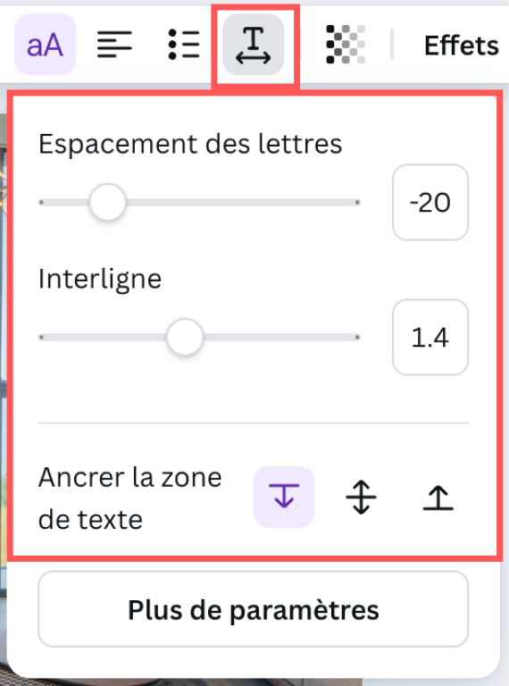 Comment modifier l'espacement du texte dans Canva