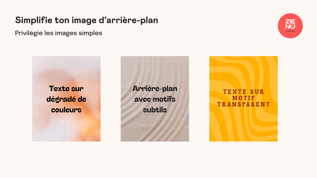 Exemples de textes sur des images de fond simples