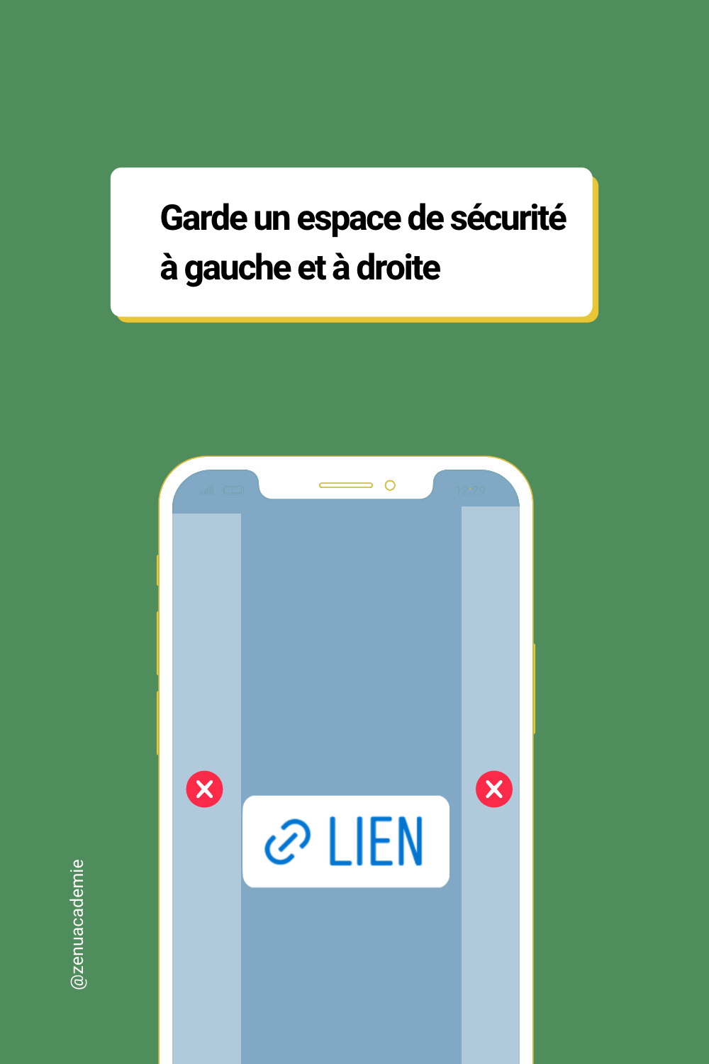 Astuce pour augmenter les clics sur les liens Instagram : Garder un espace de sécurité à gauche et à droite