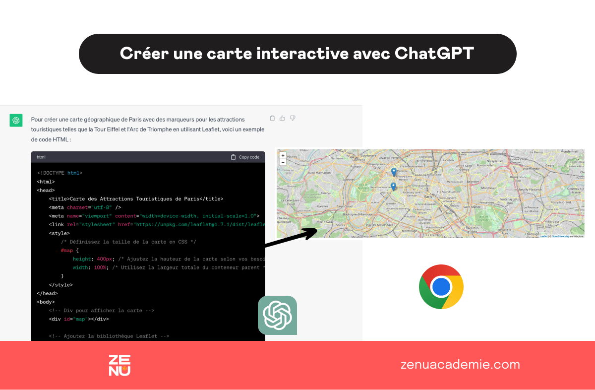 ChatGPT génère du texte HTML pour créer une carte interactive