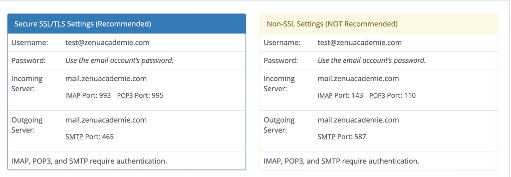 Paramètres de configuration email sous Bluehost