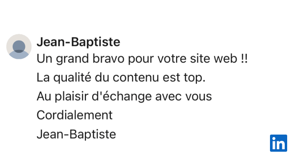 Témoignage de Jean-Baptiste sur LinkedIn