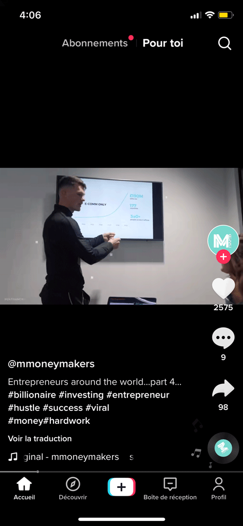 exemple d'une vidéo paysage sur TikTok