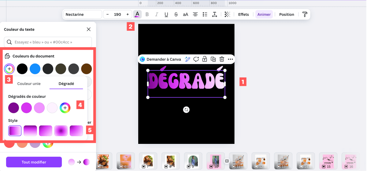 Comment appliquer une couleur dégradée personnalisée à un texte