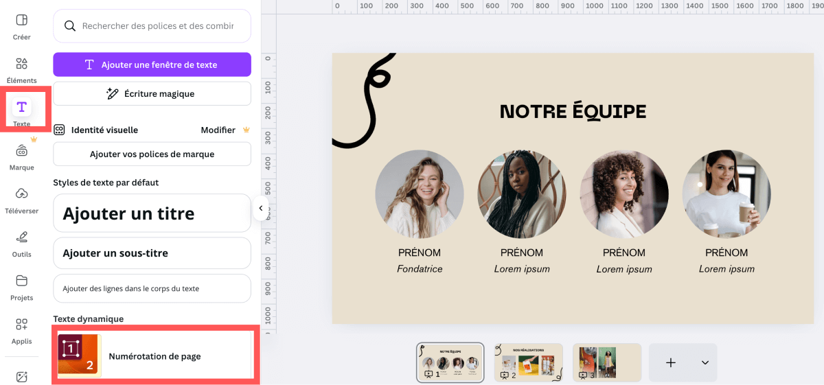 Comment ajouter des numéros de pages dans Canva