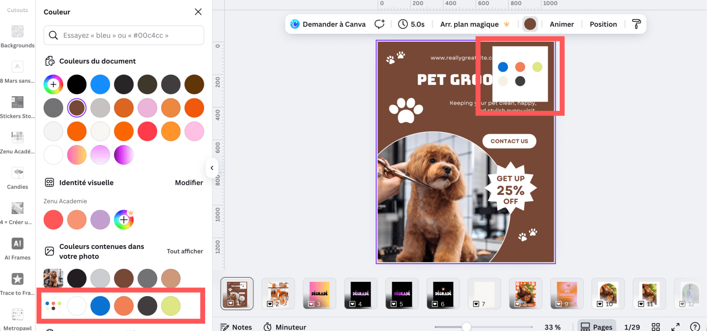 Afficher les couleurs d'une photo