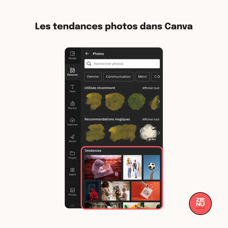 Comment trouver les tendances photos dans Canva