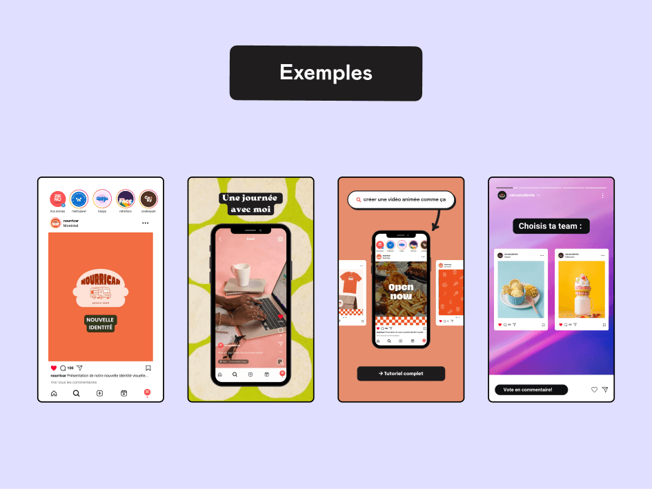 Exemples de visuels créés avec les maquettes de publications Instagram