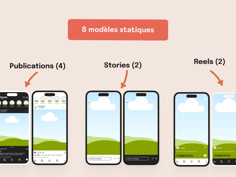 Les modèles de publications Instagram inclus