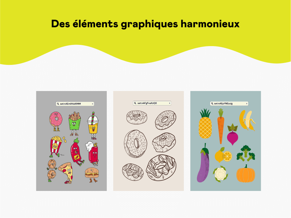 Aperçu de graphiques sur le thème de la nutrition