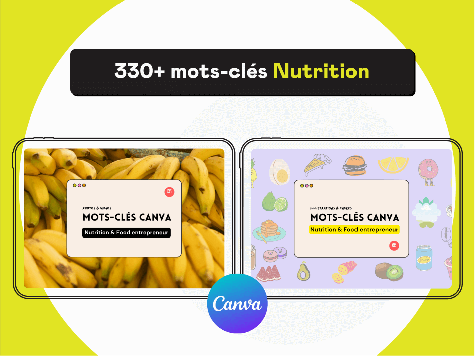 Présentation des mots-clés Canva sur la nutrition