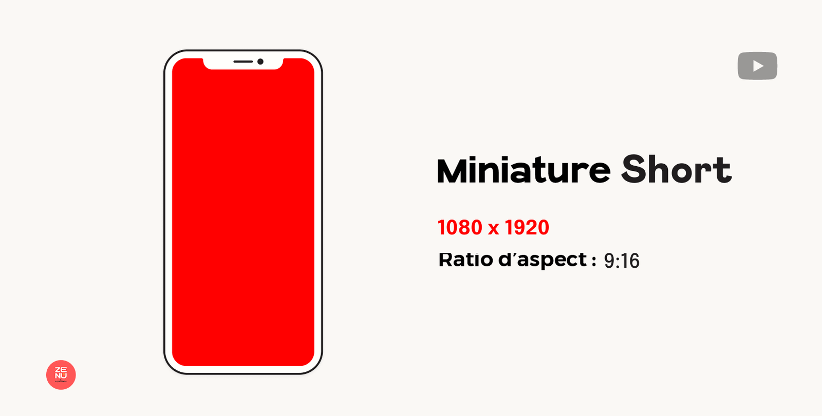 Dimensions des miniatures de short YouTube