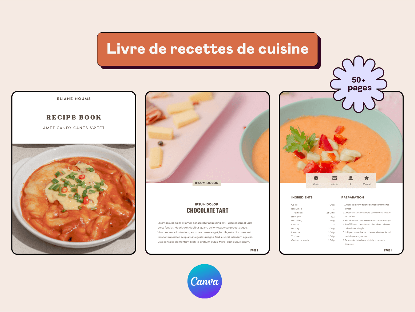 Modèle Canva de recettes de cuisine