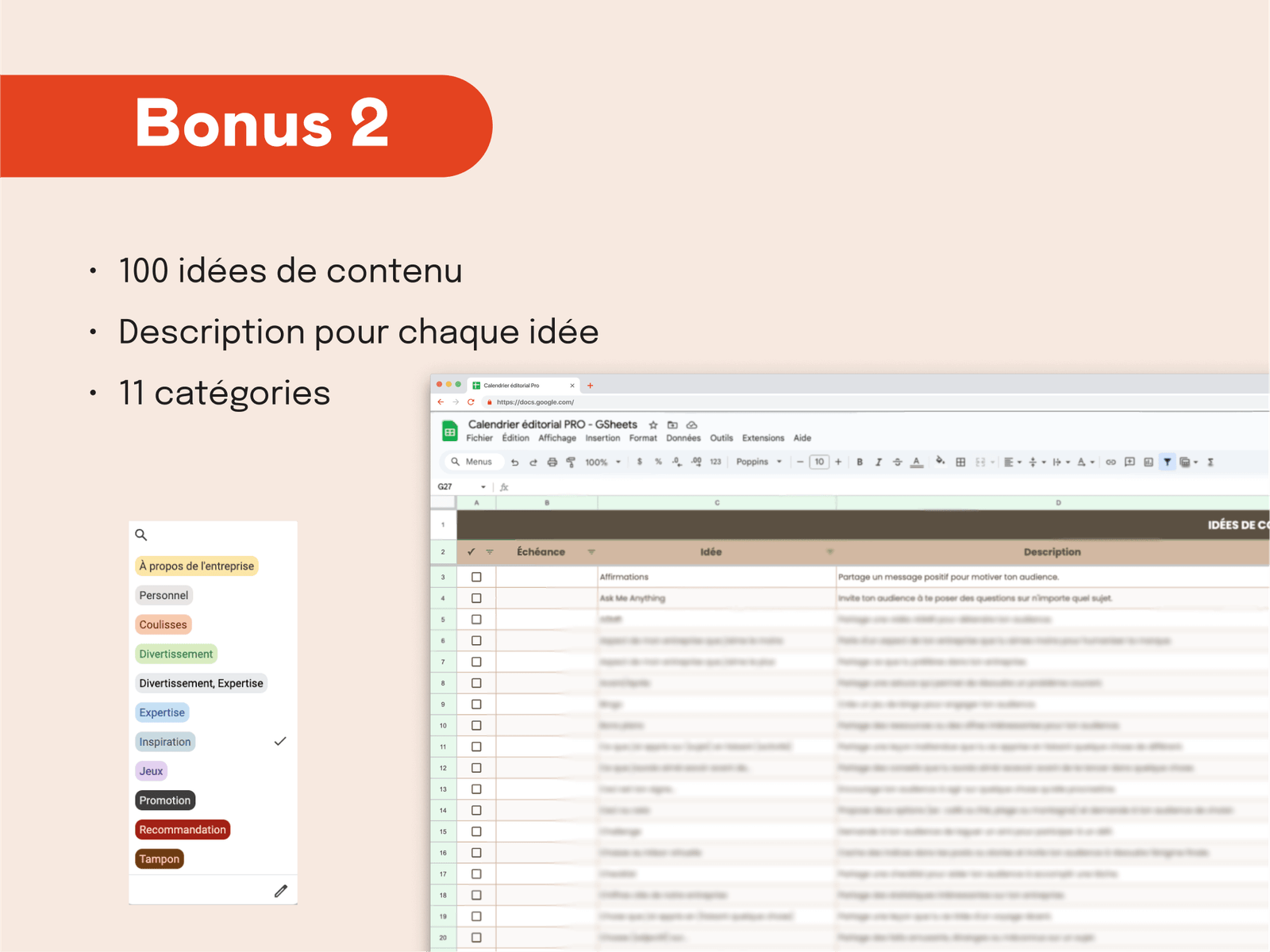 Exemples d'idées de contenu