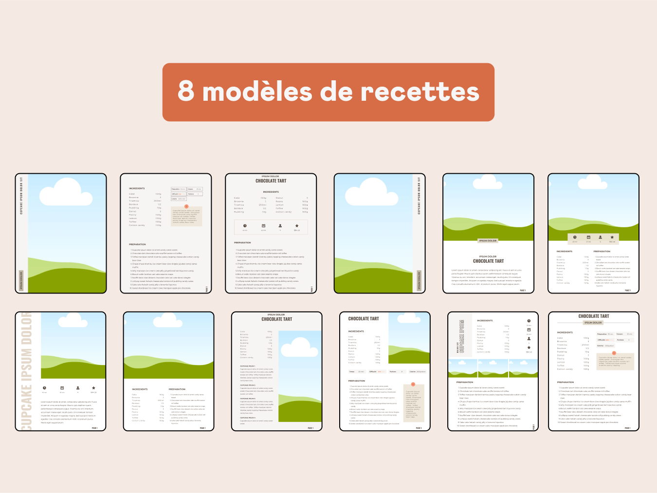 8 modèles de recettes