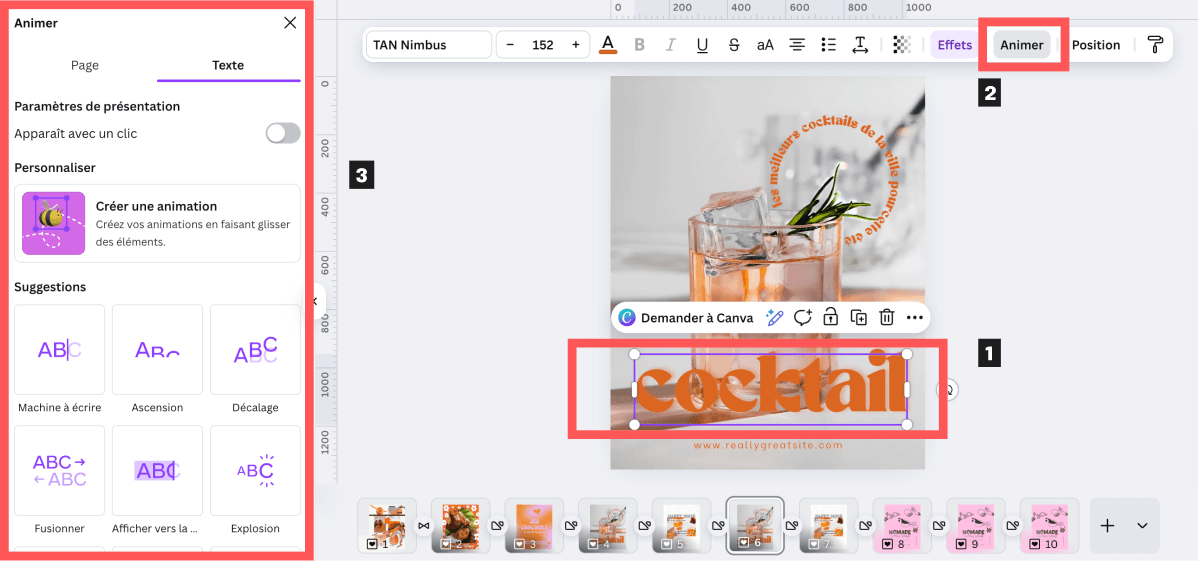 Étapes pour animer un objet dans Canva