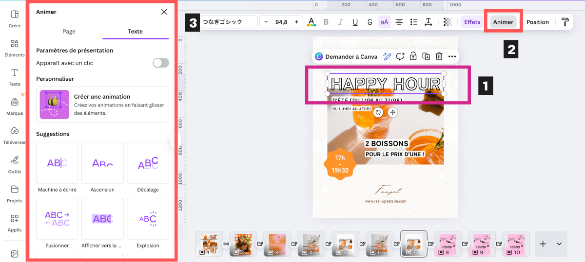 Comment ajouter une animation sur du texte