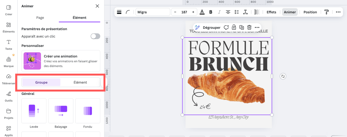 Deux façon d'animer un groupe d'éléments