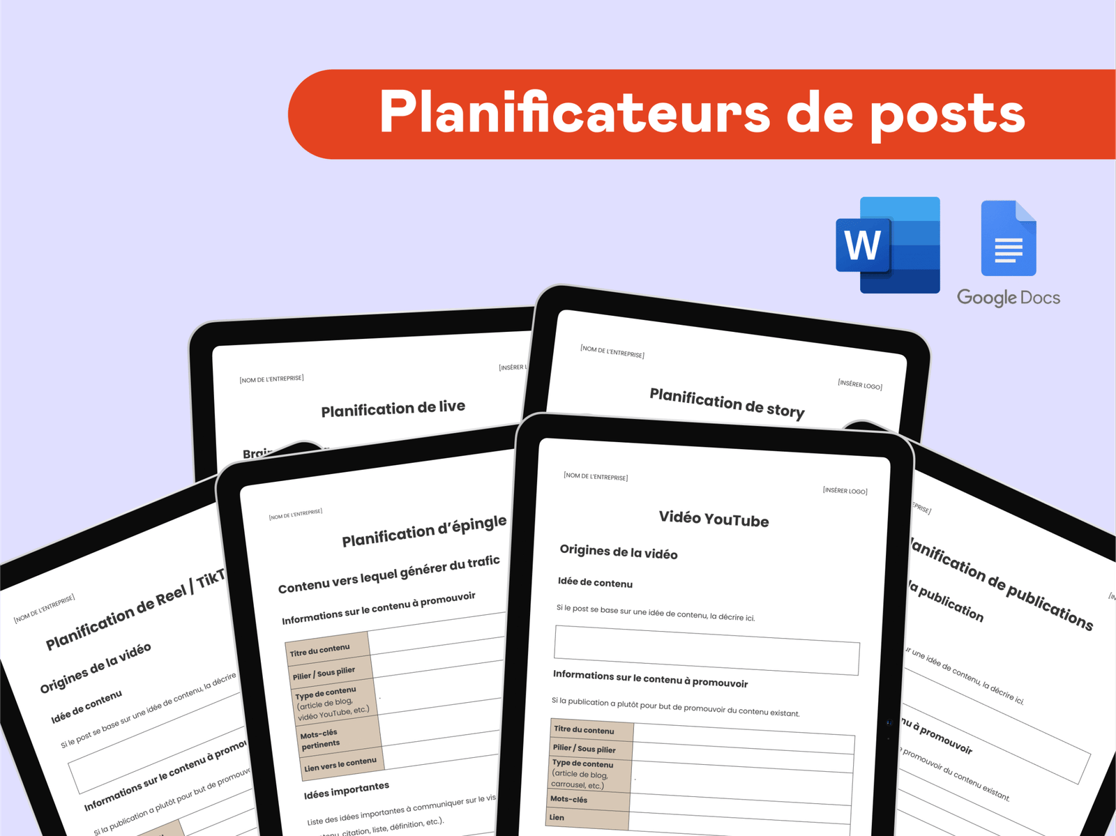 Modèles de planification de posts sur les réseaux sociaux