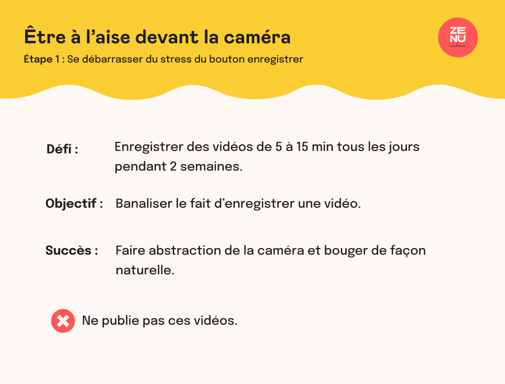 Être à l'aise devant la caméra : étape 1 s'enregistrer sans intention de publier