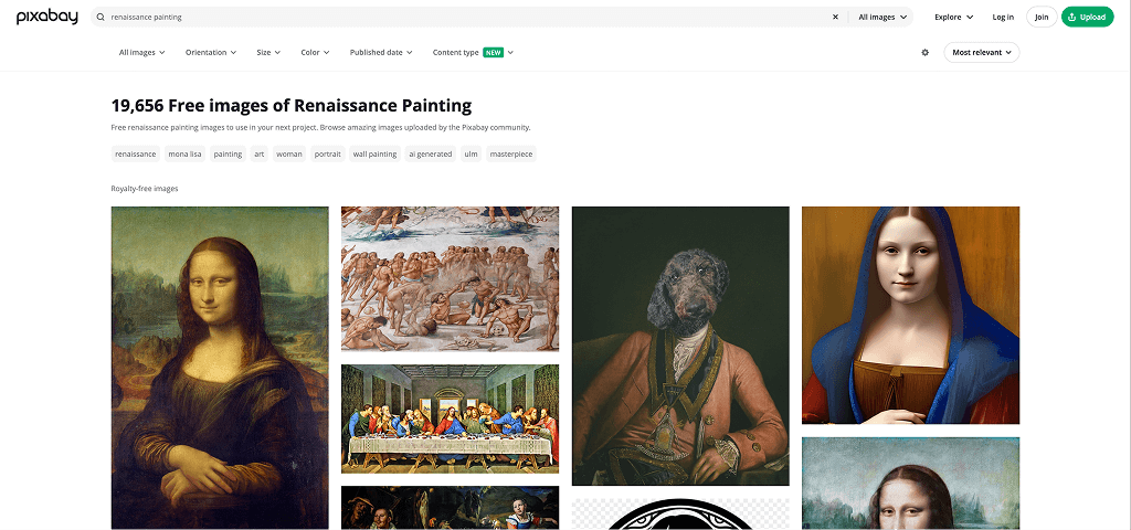 Pixabay, peintures de renaissance